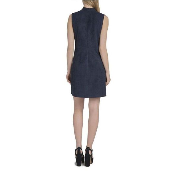 Lysse L Micro Suede Dress Midnight Blue Mod Mini Retro 60s - Picture 3 of 7